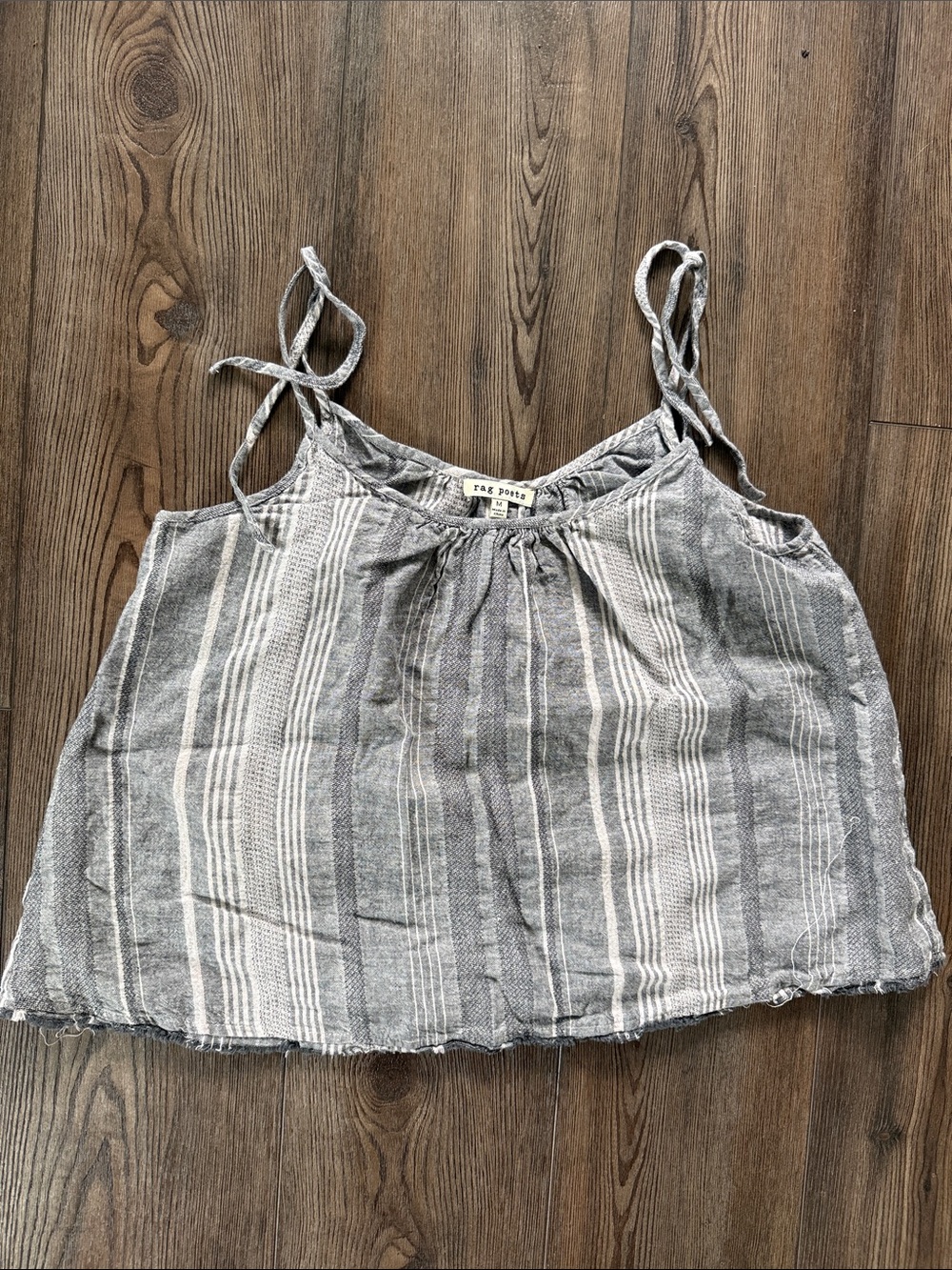 rag & bone Gray Striped Tie-Shoulder Camisole